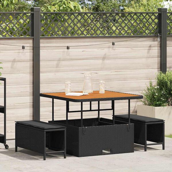 vidaXL Ensemble de salle à manger pour jardin Noir Poly rotin