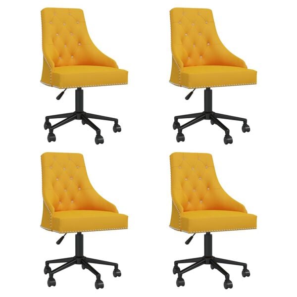 vidaXL Chaises &agrave; manger pivotantes lot de 4 Jaune Velours
