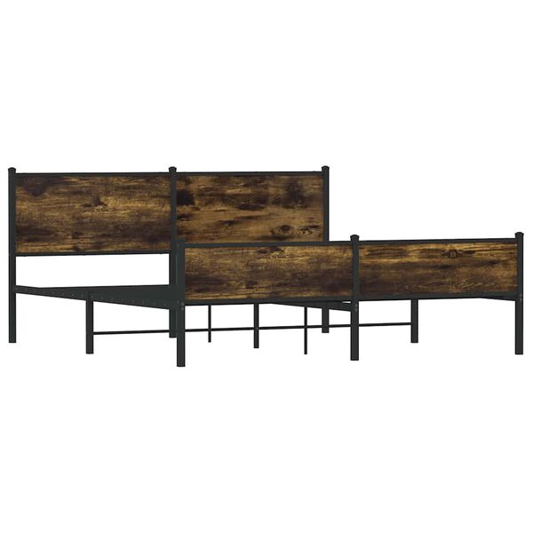 vidaXL Cadre de lit en m&eacute;tal sans matelas ch&ecirc;ne fum&eacute; 160x200 cm