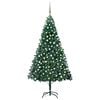 vidaXL Arbre de No&euml;l artificiel pr&eacute;-&eacute;clair&eacute; et boules vert 210 cm PVC