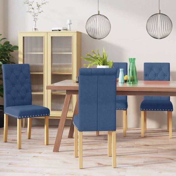 vidaXL Chaises &agrave; manger lot de 4 bleu tissu