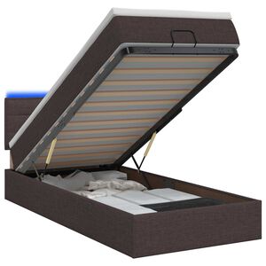 vidaXL Lit coffre avec matelas et LED Marron fonc&eacute; 90 x 190 cm Tissu