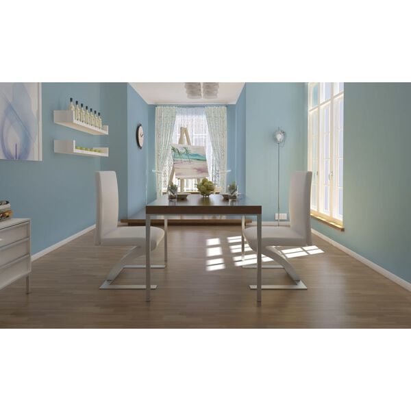 vidaXL Chaises &agrave; manger lot de 2 blanc similicuir