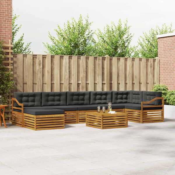 vidaXL Ensemble de canap&eacute;s d'ext&eacute;rieur 8 pcs Naturel et Anthracite