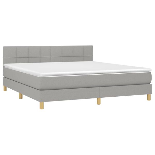 vidaXL Sommier &agrave; lattes de lit et matelas et LED Gris clair 180x200 cm