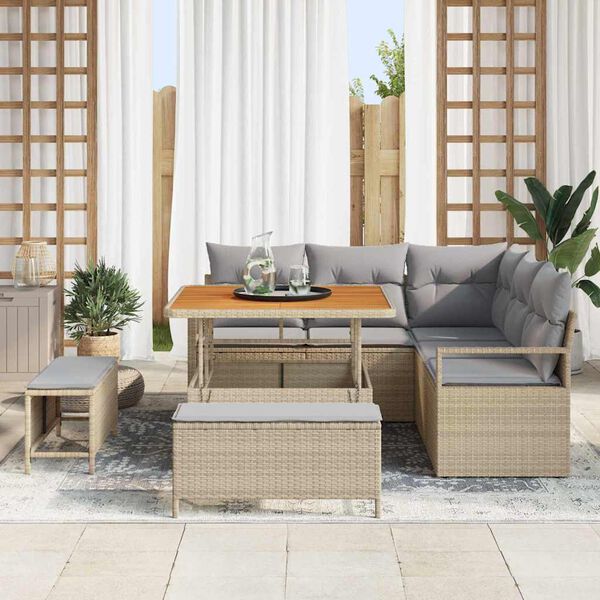 vidaXL Ensemble de canap&eacute; de jardin 8 pcs Beige et Gris clair