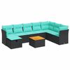 vidaXL Salon de jardin 9 pcs avec coussins noir r&eacute;sine tress&eacute;e