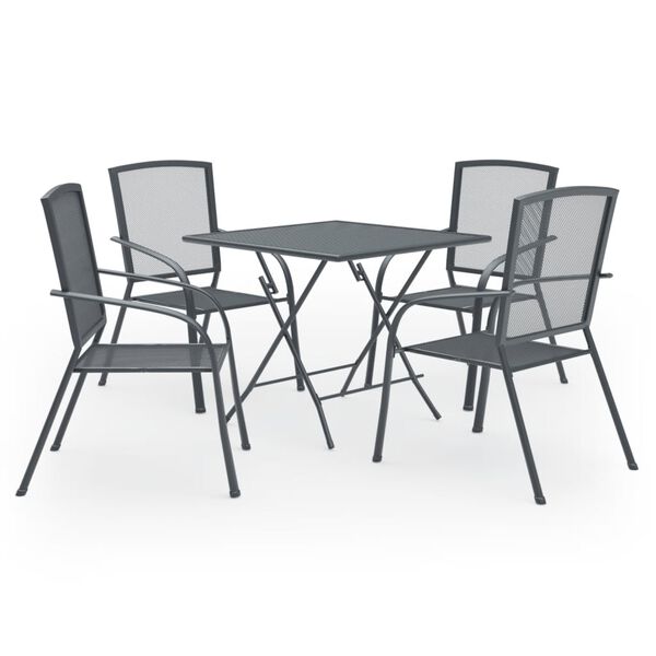 vidaXL Ensemble &agrave; manger de jardin 5 pcs Acier Anthracite