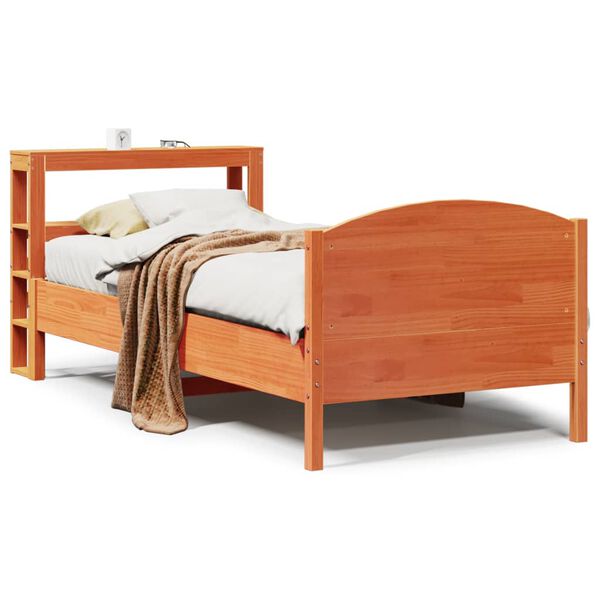 vidaXL Cadre de lit sans matelas cire marron 90x190 cm bois pin massif