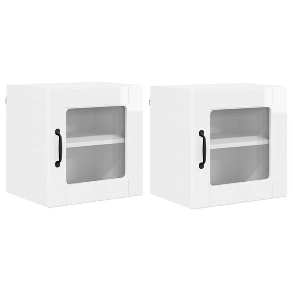vidaXL Armoire de cuisine 2 pcs Blanc brillant 40 x 31 x 40 cm