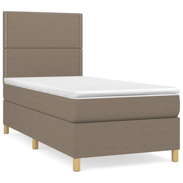 vidaXL Sommier &agrave; lattes de lit avec matelas Taupe 90x190 cm Tissu