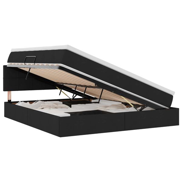 vidaXL Lit avec rangement et LED avec matelas Noir 160 x 200 cm tissu