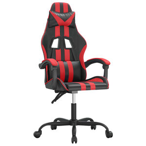vidaXL Chaise de jeu pivotante Noir et rouge Similicuir