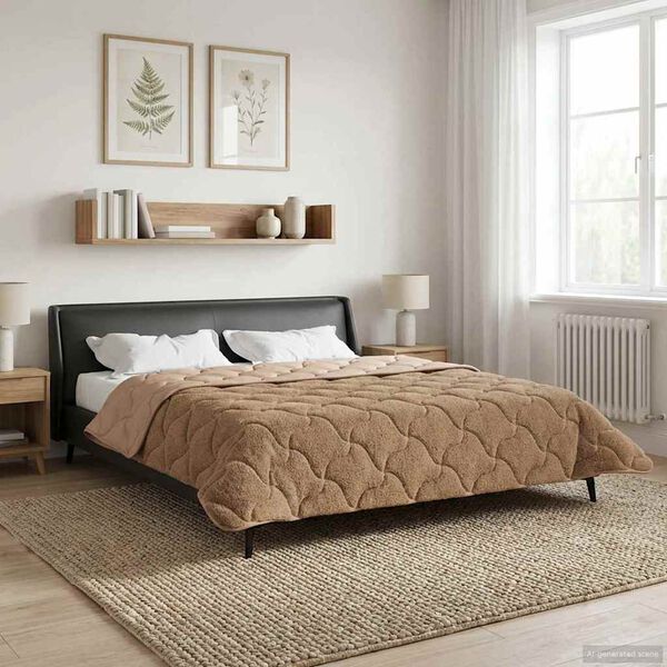 vidaXL Duvet complet toute l'ann&eacute;e Matelass&eacute; Taupe 200 x 220 cm