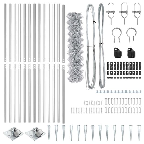 vidaXL Poteau de cl&ocirc;ture. Argent&eacute; 25 x 1,2 m (maille 60 x 60 mm) Acier