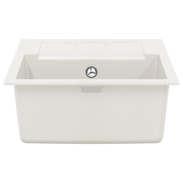 vidaXL &Eacute;vier Blanc 620 x 500 mm 80% Quartz et 20% R&eacute;sine