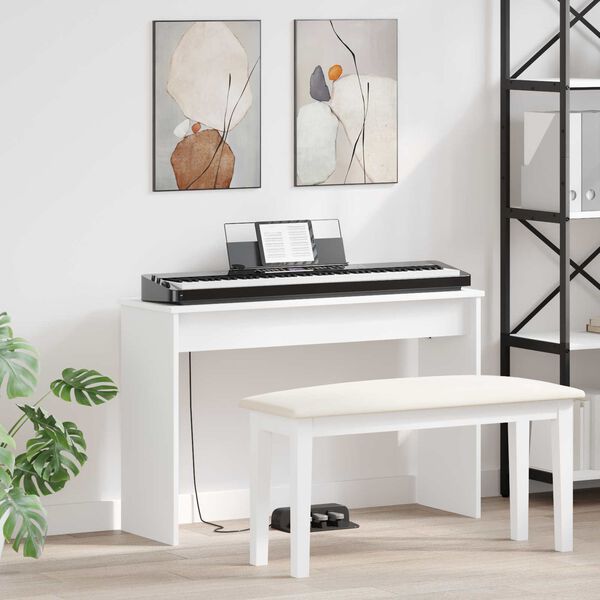 vidaXL Stand de clavier Blanc 100 x 32 x 64 cm Bois d'ing&eacute;nierie