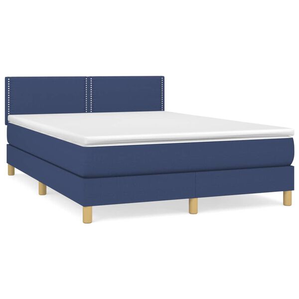 vidaXL Sommier &agrave; lattes de lit avec matelas Bleu 140x200 cm Tissu