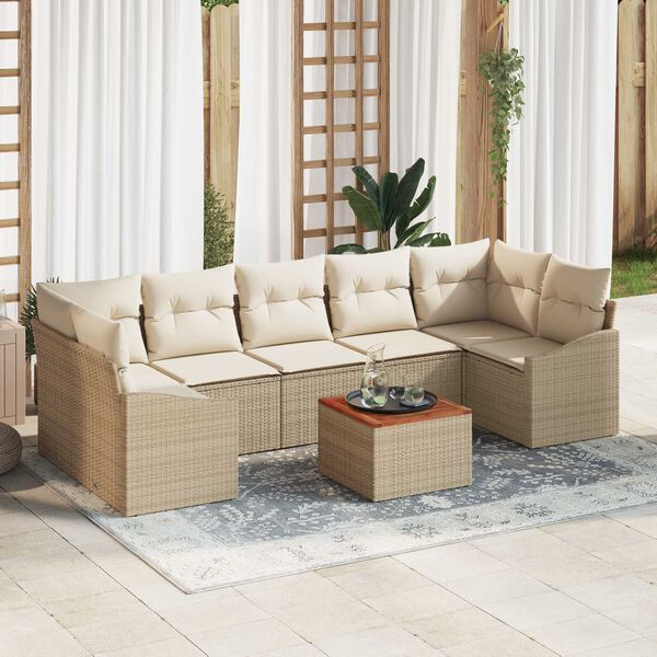 vidaXL Ensemble de canapé de jardin 8 pcs Beige et blanc