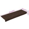 vidaXL Tapis d'escalier autocollants 15 pièces 65 x 21 x 4 cm Marron Bord rectangulaire