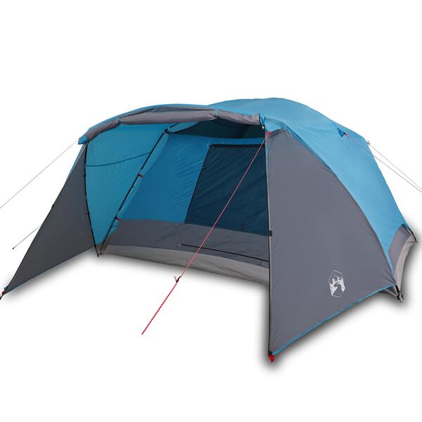 vidaXL Tente de camping avec porche 4 personnes bleu imperm&eacute;able