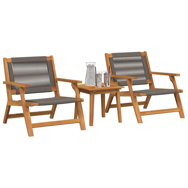 vidaXL Chaises de jardin avec table 3 pcs Gris Bois d'Acacia Massif