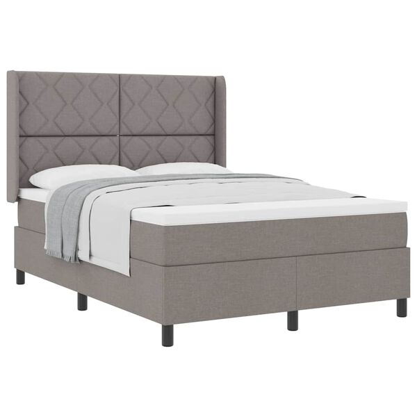 vidaXL Lit &agrave; ressorts avec matelas Taupe 160 x 200 cm tissu
