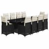 vidaXL Ensemble de bistro de jardin 11 pcs coussins noir poly rotin