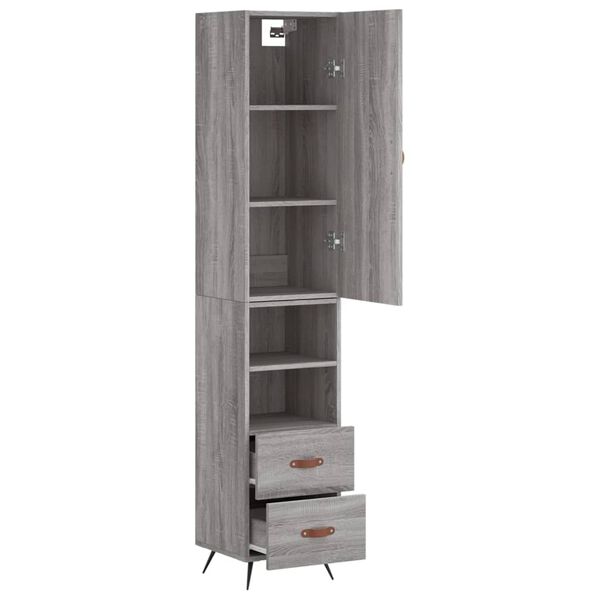 vidaXL Buffet haut Sonoma gris 34,5x34x180 cm Bois d'ing&eacute;nierie