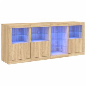 vidaXL Buffet avec lumi&egrave;res LED ch&ecirc;ne sonoma 164x37x67 cm