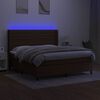 vidaXL Sommier &agrave; lattes de lit matelas et LED Marron fonc&eacute; 180x200cm