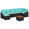 vidaXL Ensemble de canap&eacute; de jardin avec coussin 8 pcs Noir polyrotin