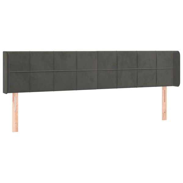 vidaXL T&ecirc;te de lit &agrave; LED Gris fonc&eacute; 183x16x78/88 cm Velours