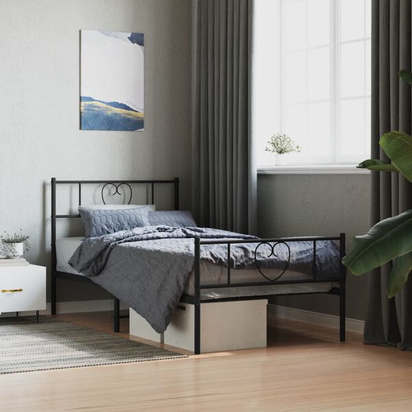 vidaXL Cadre de lit m&eacute;tal sans matelas avec pied de lit noir 80x200 cm