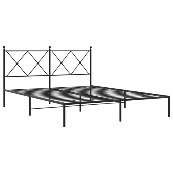 vidaXL Cadre de lit m&eacute;tal sans matelas et t&ecirc;te de lit noir 160x200 cm