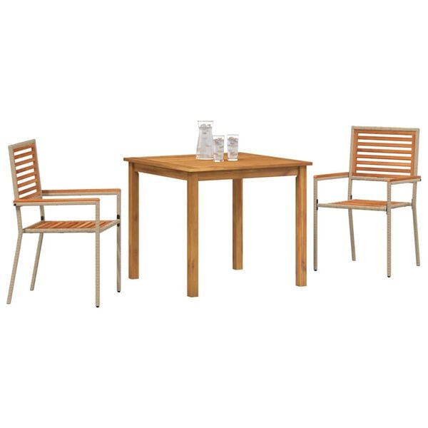 vidaXL Ensemble de salle à manger pour jardin 3 pcs Beige Poly rotin