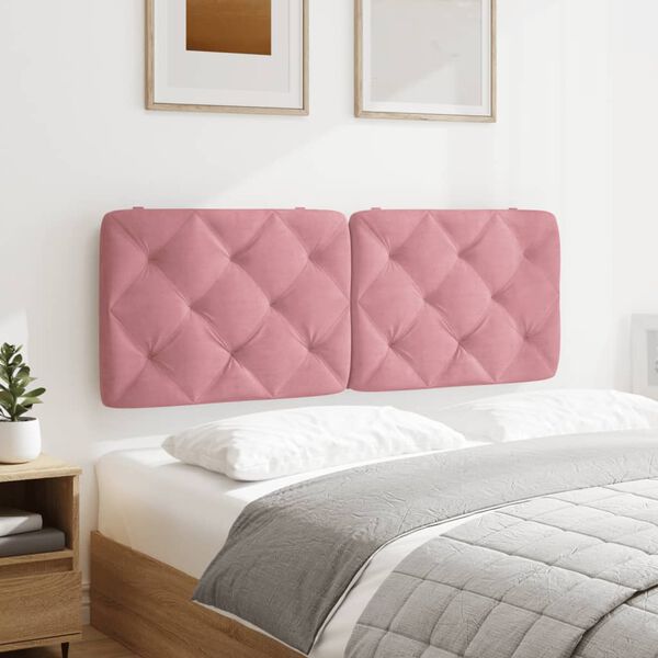 vidaXL Coussin de t&ecirc;te de lit rose 120 cm velours