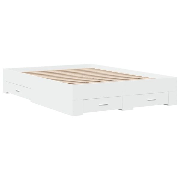 vidaXL Cadre de lit avec tiroirs sans matelas blanc 140x190 cm
