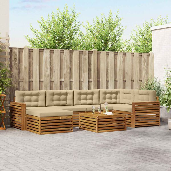 vidaXL Ensemble de canap&eacute;s d'ext&eacute;rieur 7 pcs Naturel et Beige