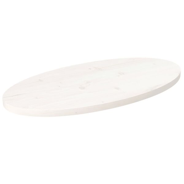 vidaXL Dessus de table blanc 70x35x2,5 cm bois de pin massif ovale