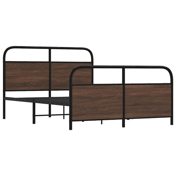 vidaXL Cadre de lit en m&eacute;tal sans matelas ch&ecirc;ne marron 140x200 cm