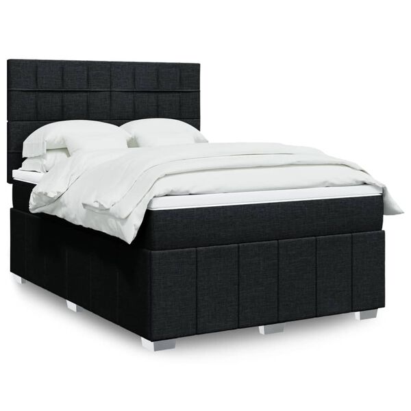 vidaXL Sommier &agrave; lattes de lit avec matelas Noir 160x200 cm Tissu