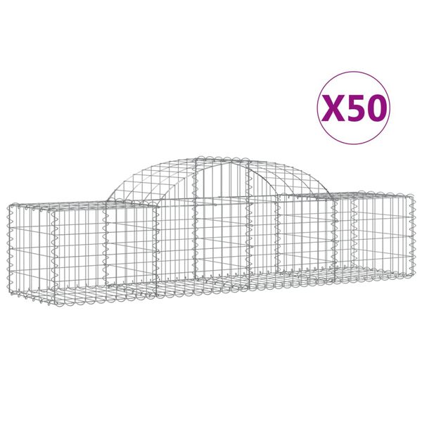 vidaXL Paniers à gabions arqués 50 pcs 200x50x40/60 cm fer galvanisé