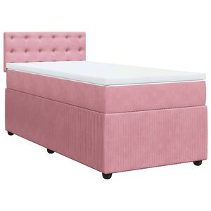 vidaXL Sommier &agrave; lattes de lit avec matelas Rose 100x200 cm Velours