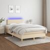 vidaXL Sommier &agrave; lattes de lit matelas et LED cr&egrave;me 120x190 cm tissu