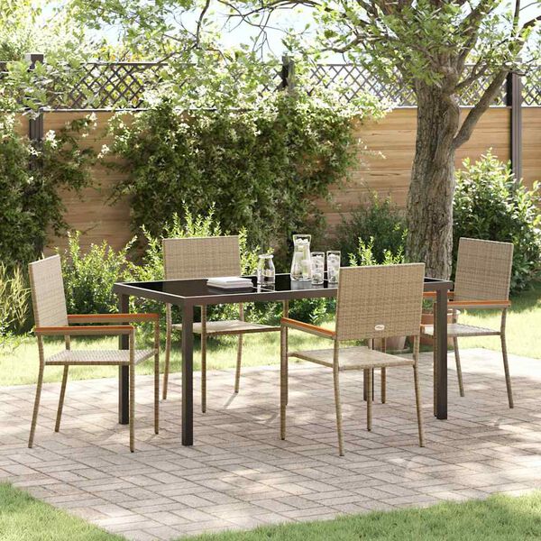 vidaXL Ensemble de salle &agrave; manger pour jardin 5 pcs Beige polyrotin