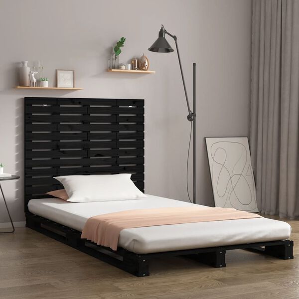 vidaXL T&ecirc;te de lit murale Noir 126x3x91,5 cm Bois massif de pin