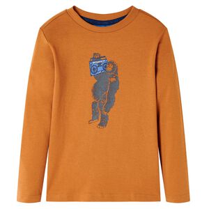 T-shirt enfants &agrave; manches longues ocre fonc&eacute; 92