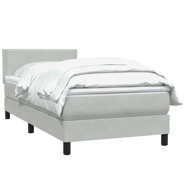 vidaXL Sommier &agrave; lattes de lit et matelas gris clair 80x210 cm velours