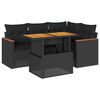vidaXL Salon de jardin 5 pcs avec coussins noir r&eacute;sine tress&eacute;e acacia